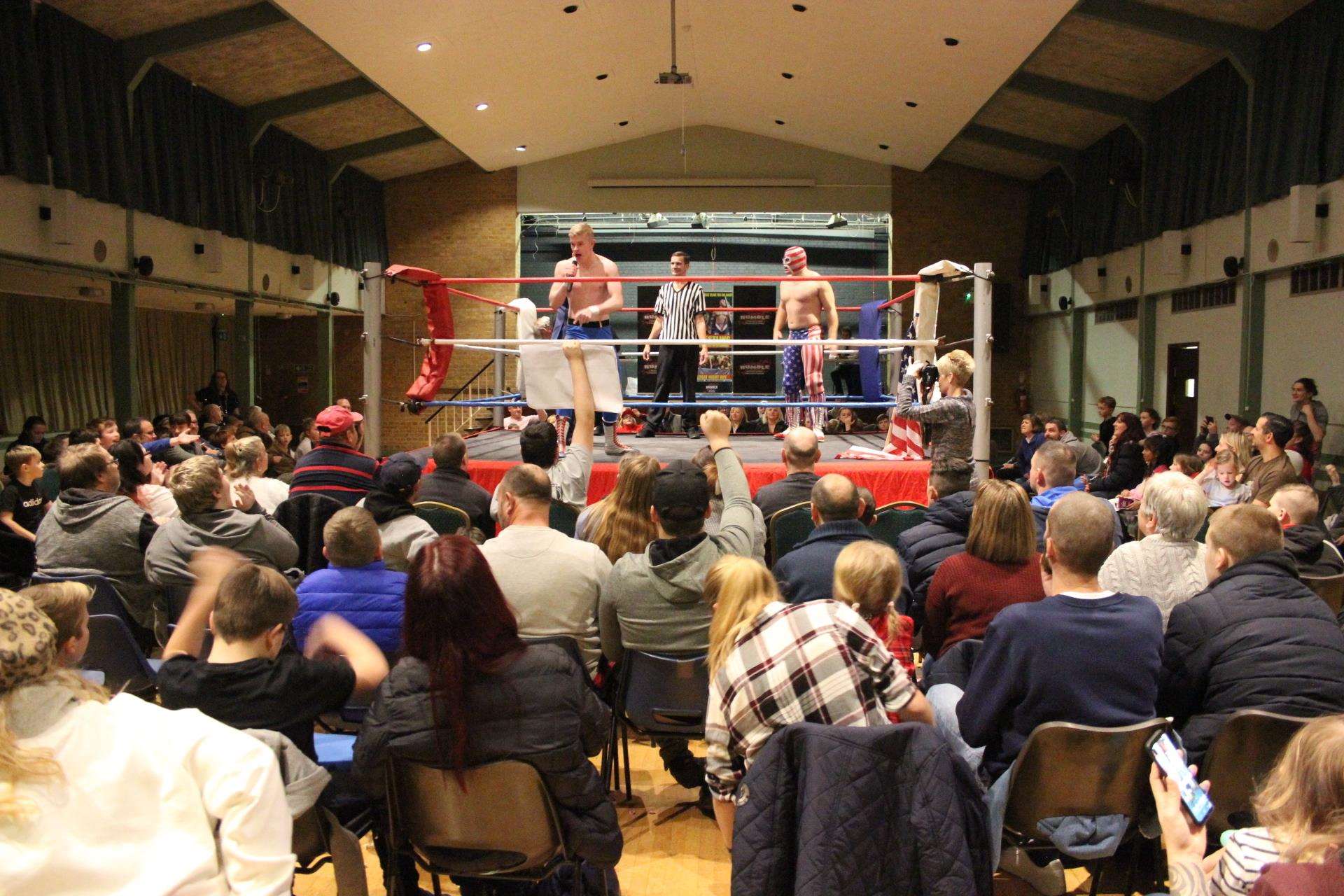 The audience at Rumble Wrestling's championship bout at Kemsley village hall (6296624)