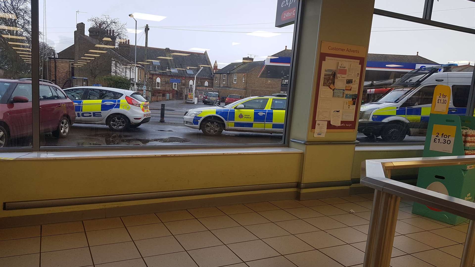 A heavy police presence in St Lawrence, the day after an officer was attacked in a nearby graveyard