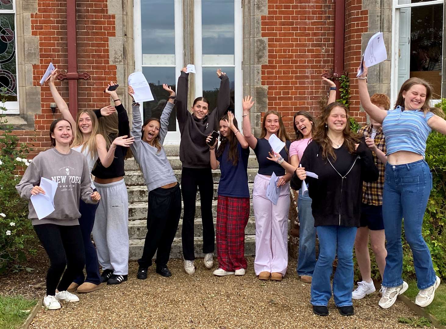 Students at Kent College Pembury celebrating their GCSE results