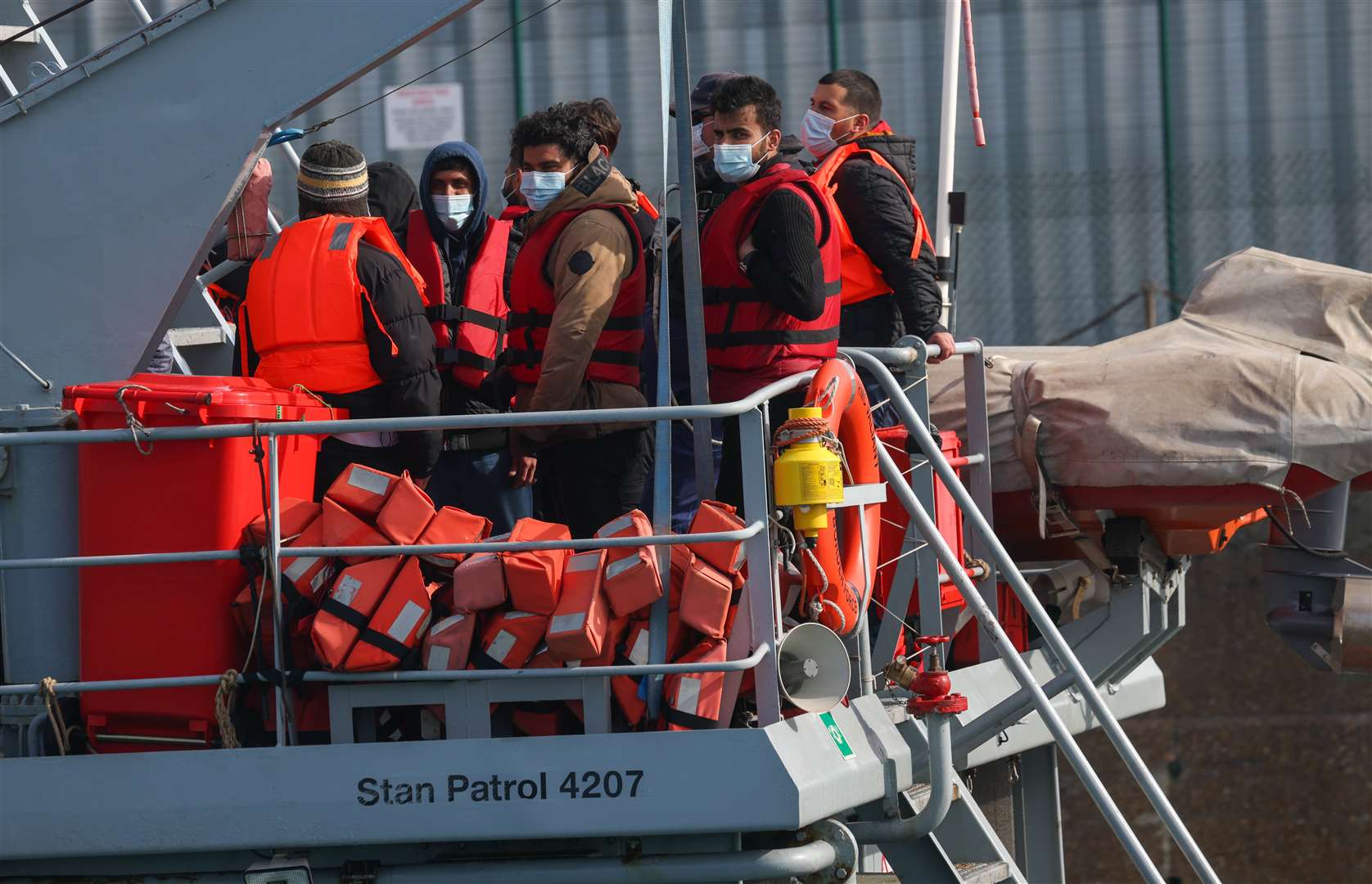 People arrive in Dover after crossing the Channel