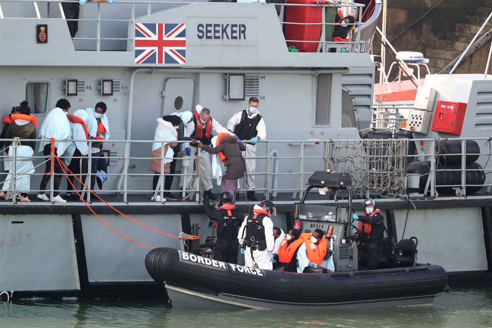 Migrants arriving in Dover (Gareth Fuller/PA)