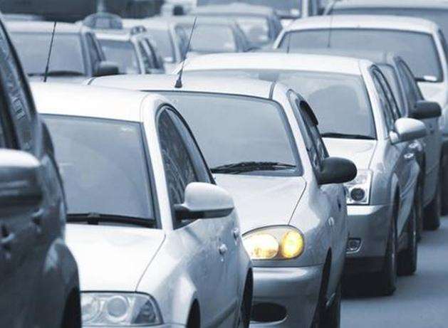 Traffic is queuing on the A2 near Womenswold. Stock image