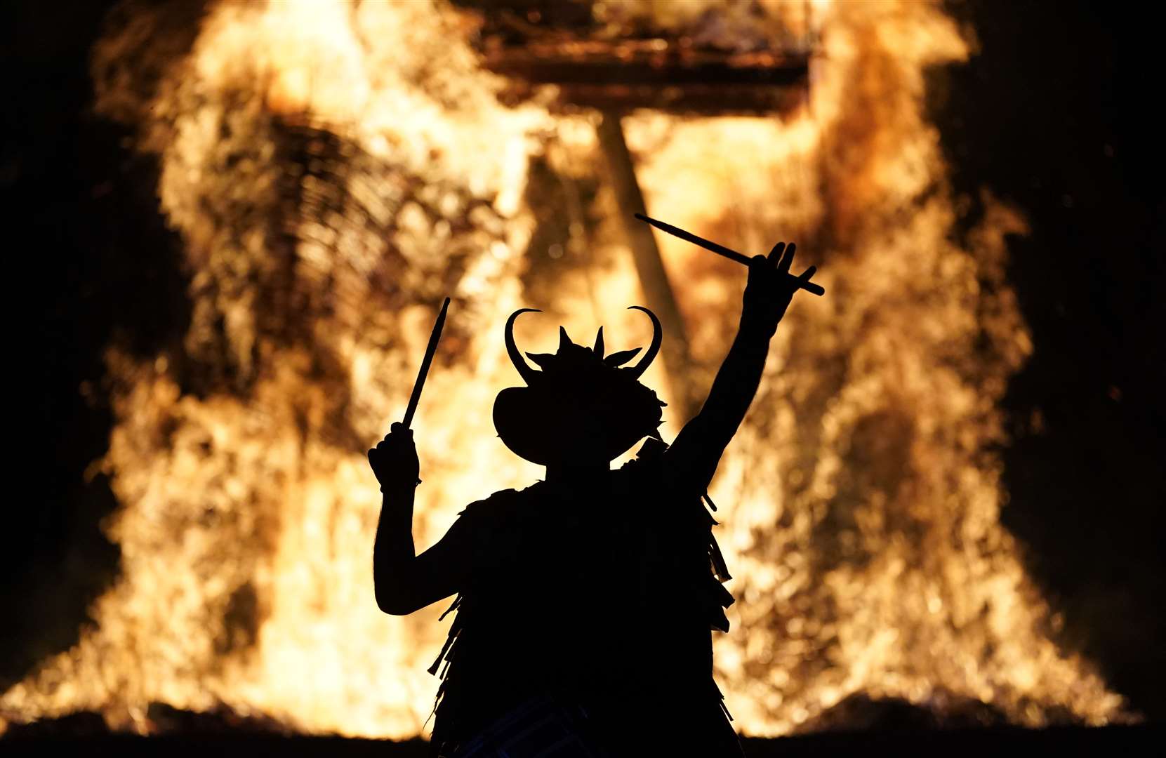 The Beltain Celtic Fire Festival took place at Butser Ancient Farm, near Waterlooville, Hampshire (Andrew Matthews/PA)