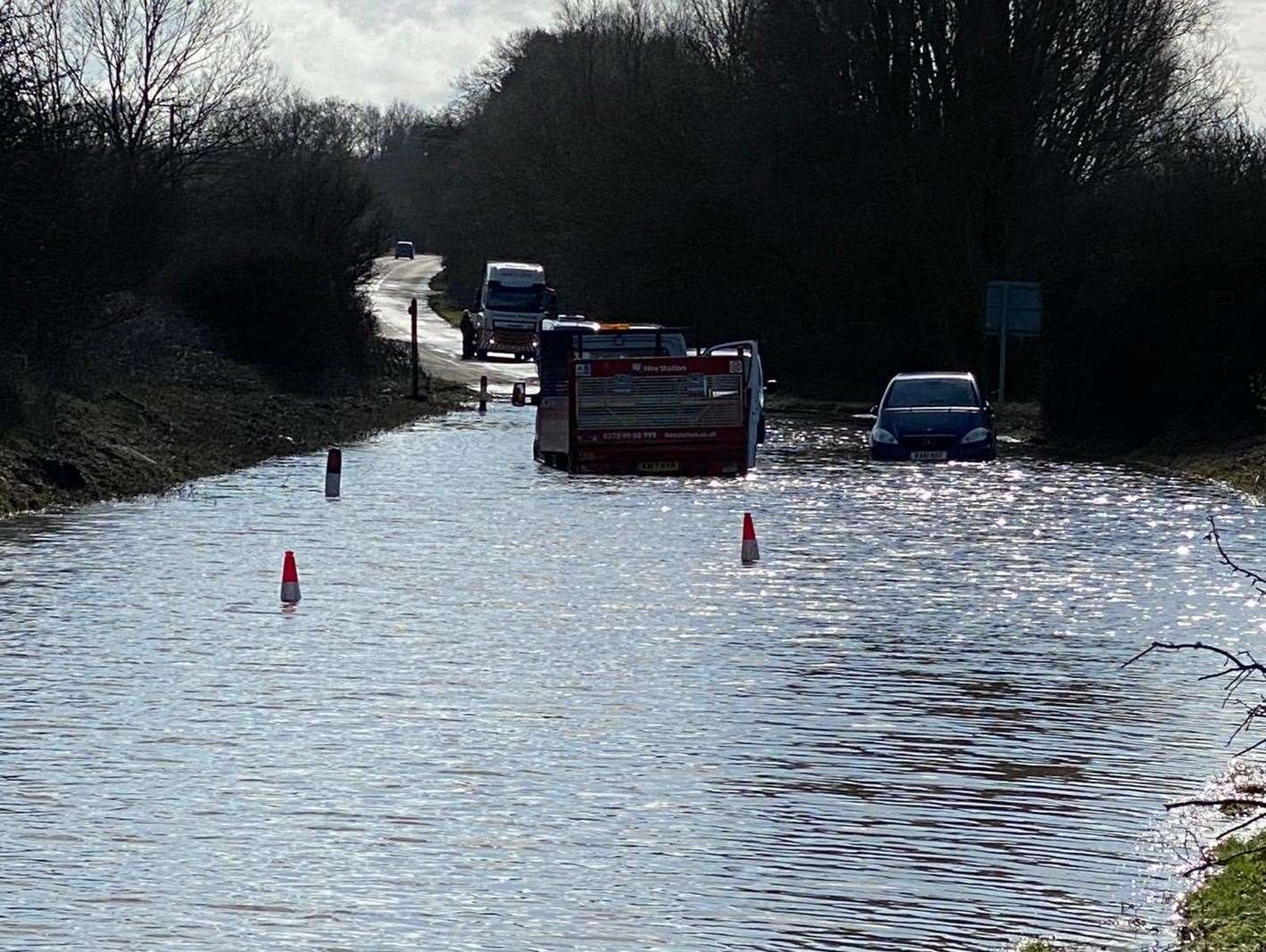 This van got stuck in the water