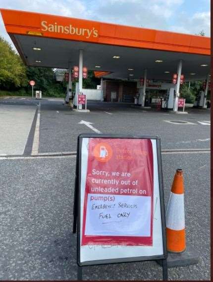 Sainsbury's petrol station in Otford is only open for emergency services. Picture Alex Jee