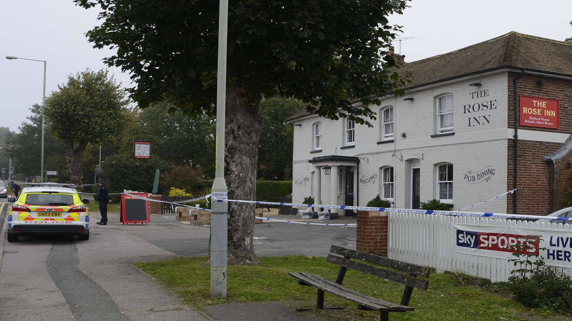 The Rose Inn pub in Kennington was taped off by police