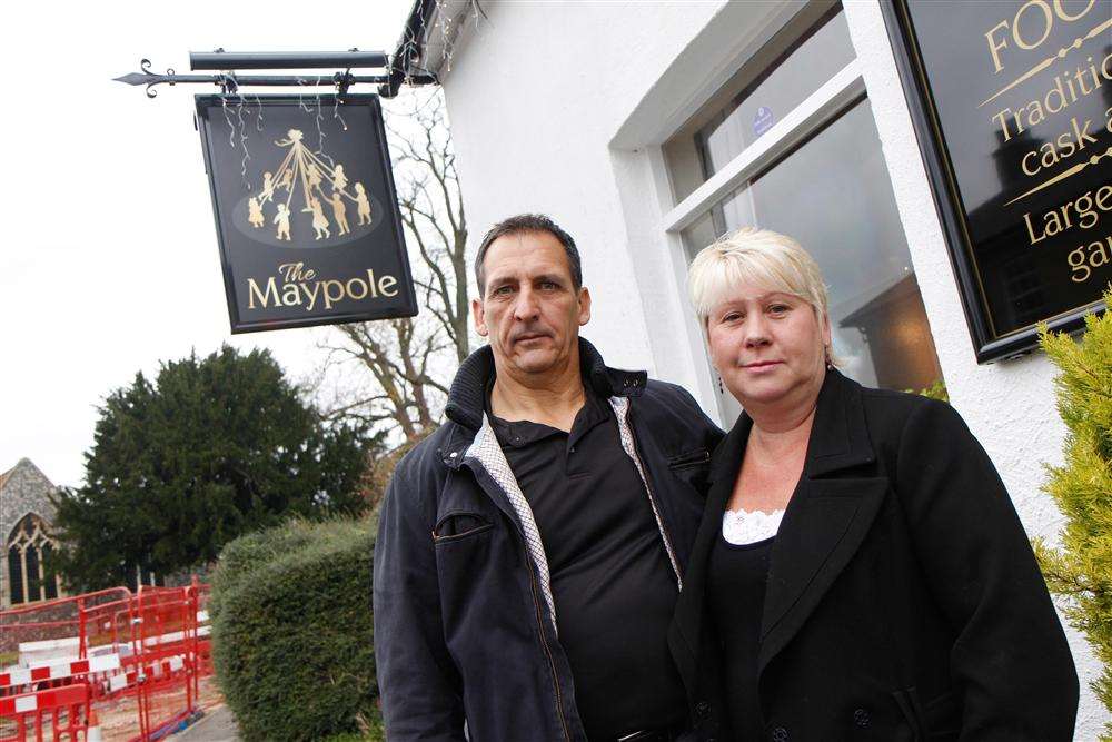 Landlord and landlady Kevin and Lesley Richards, who run the Maypole pub in Borden, say the roadworks have hit business.