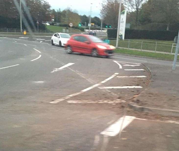 The muddy road after the plough was taken away