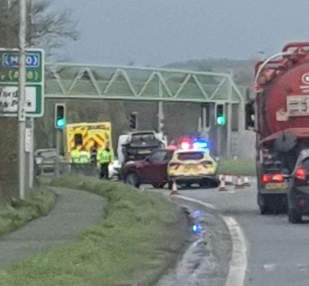 The crash on the A2070 in Ashford. Picture: Paul Fothergill