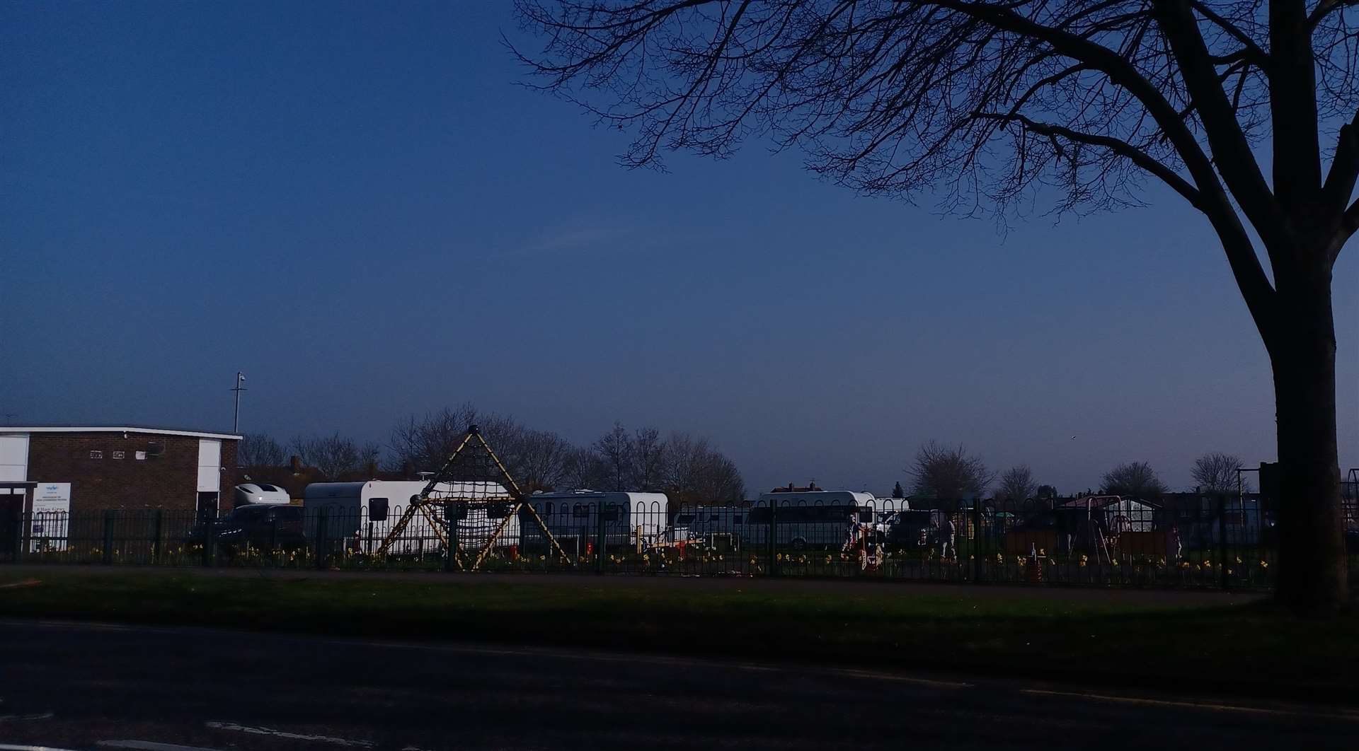 Travellers are around the play area