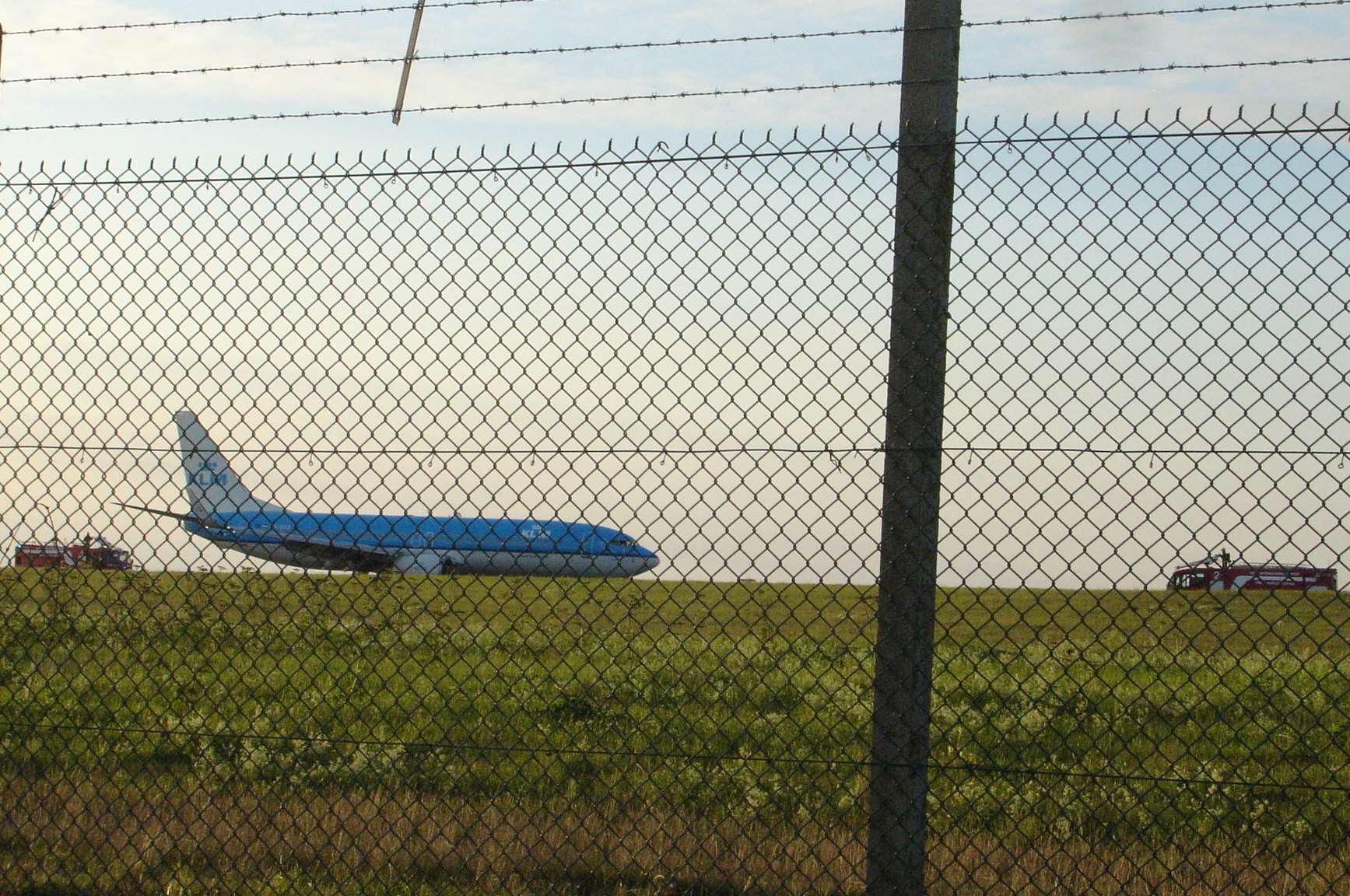 Fire crews surround a KLM flight at Manston airport. Picture: Richard Ninnim