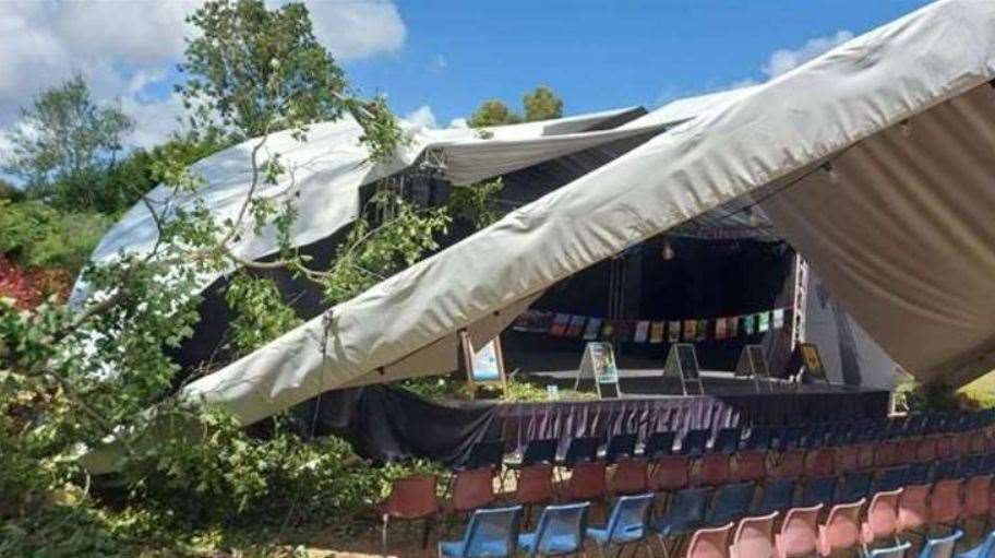 The previous Festival Theatre at Hever was damaged by a falling tree