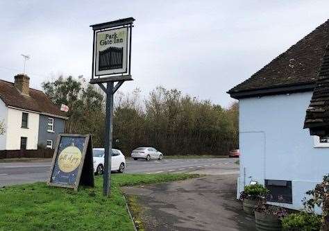 The front of Park Gate Inn is fairly close to the busy A20