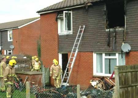 Firefighters at the scene of the blaze. Picture: TERRY SCOTT