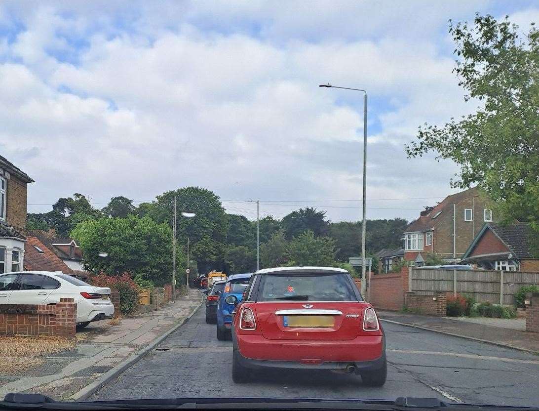 Traffic just before Keycol Hill after the reported crash