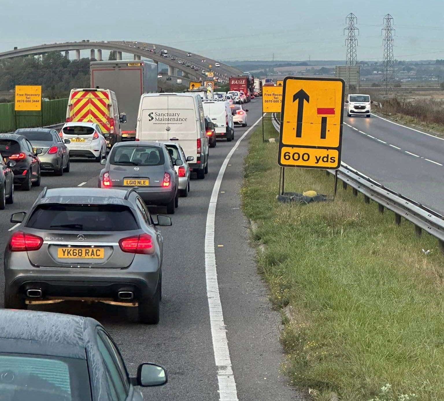 Lane closure on A249 Sheppey Crossing to reopen after traffic chaos