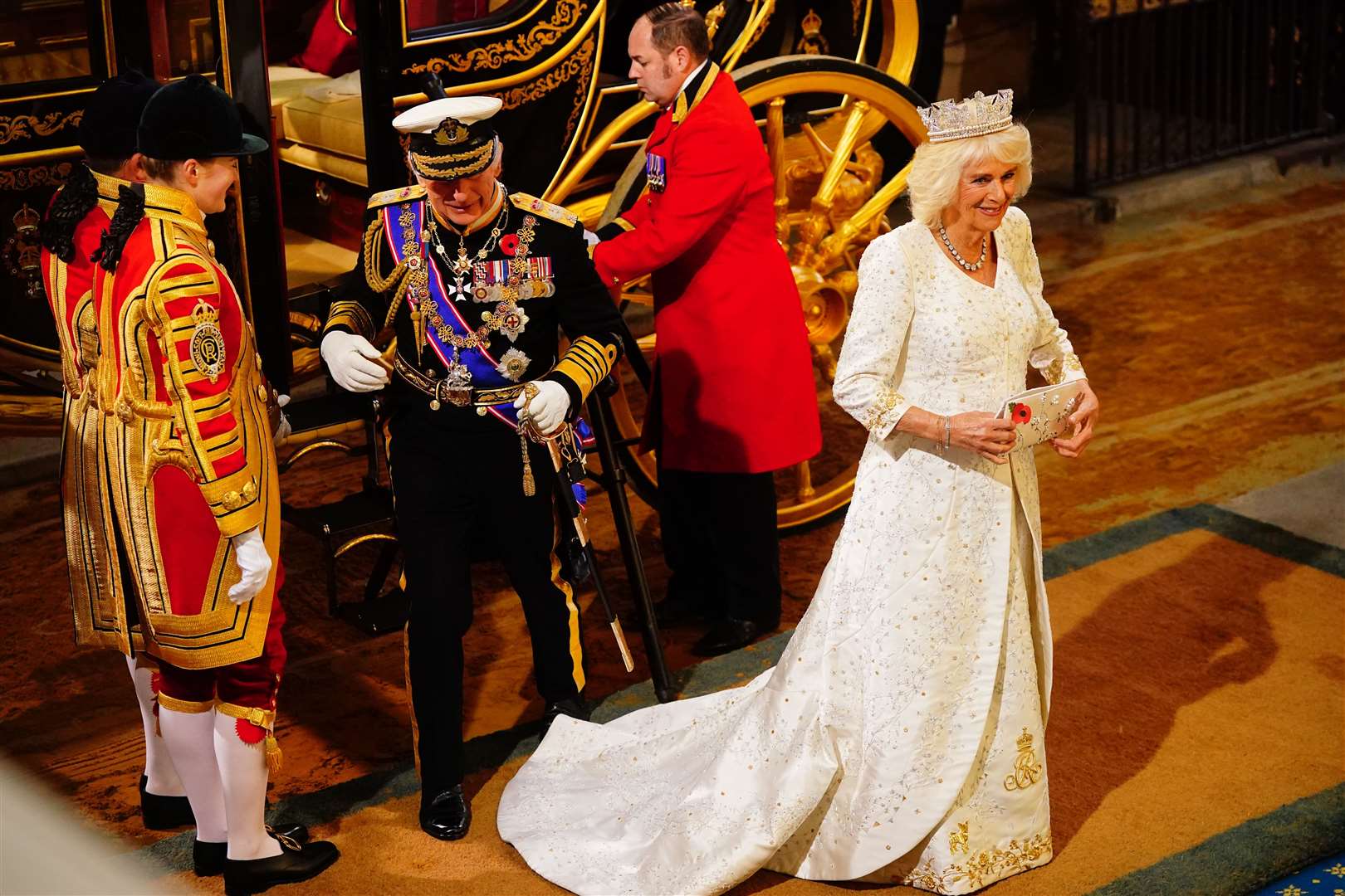 The royal couple arrive at the Sovereign’s Entrance (Victoria Jones/PA)