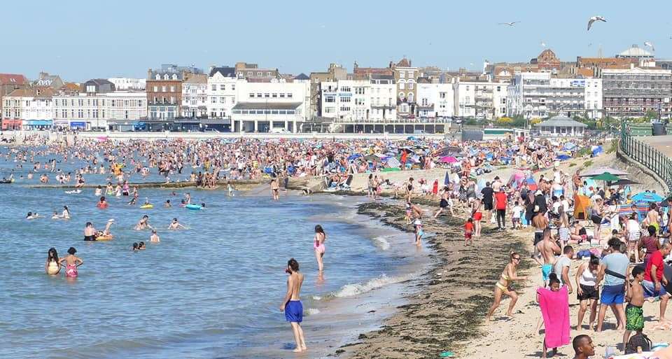 Huge crowds of people on Margate Main Sands last Thursday. Picture: Frank Leppard Photography