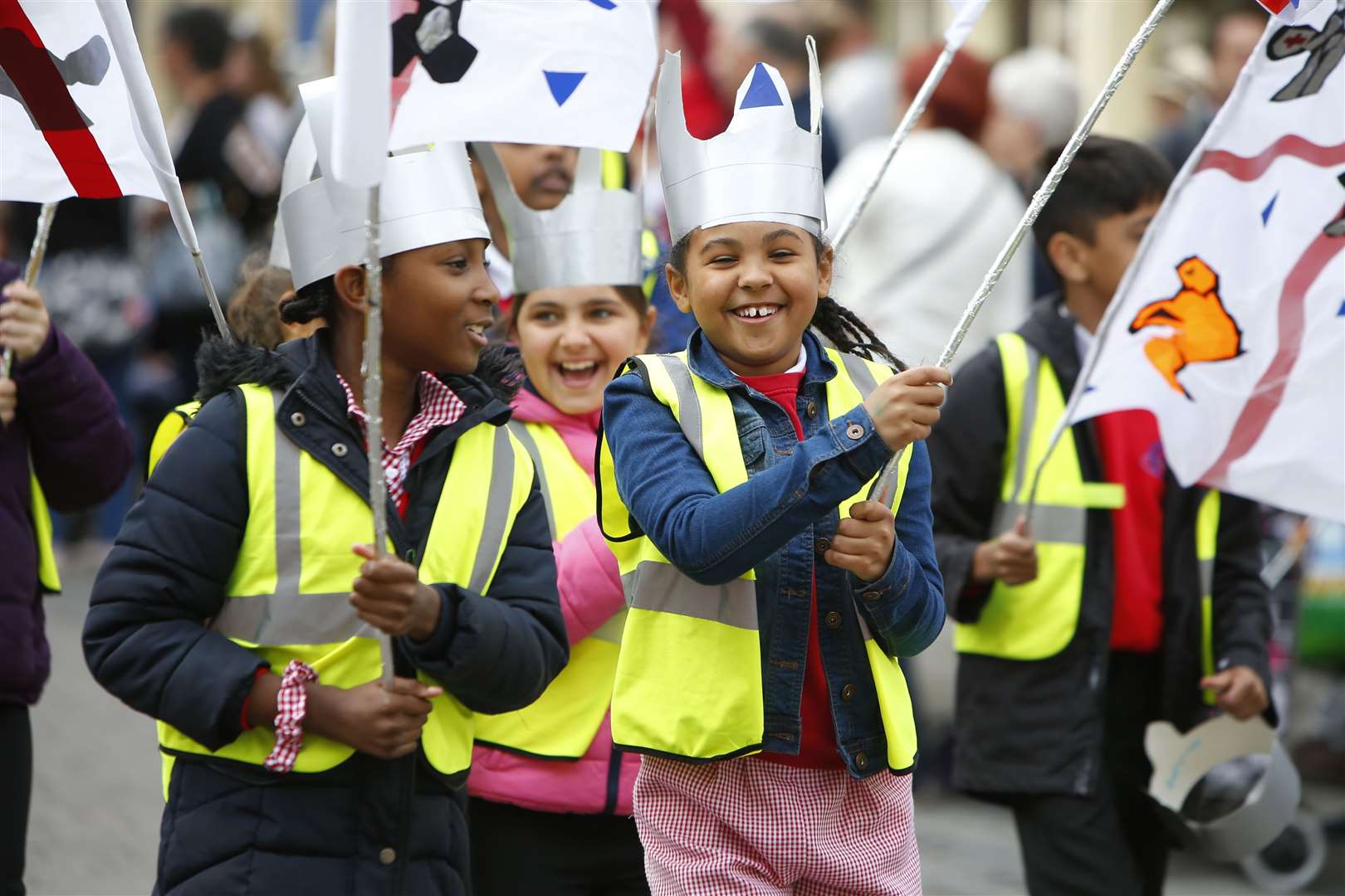 Pupils were dressed up in cardboard armour as part of the celebrations