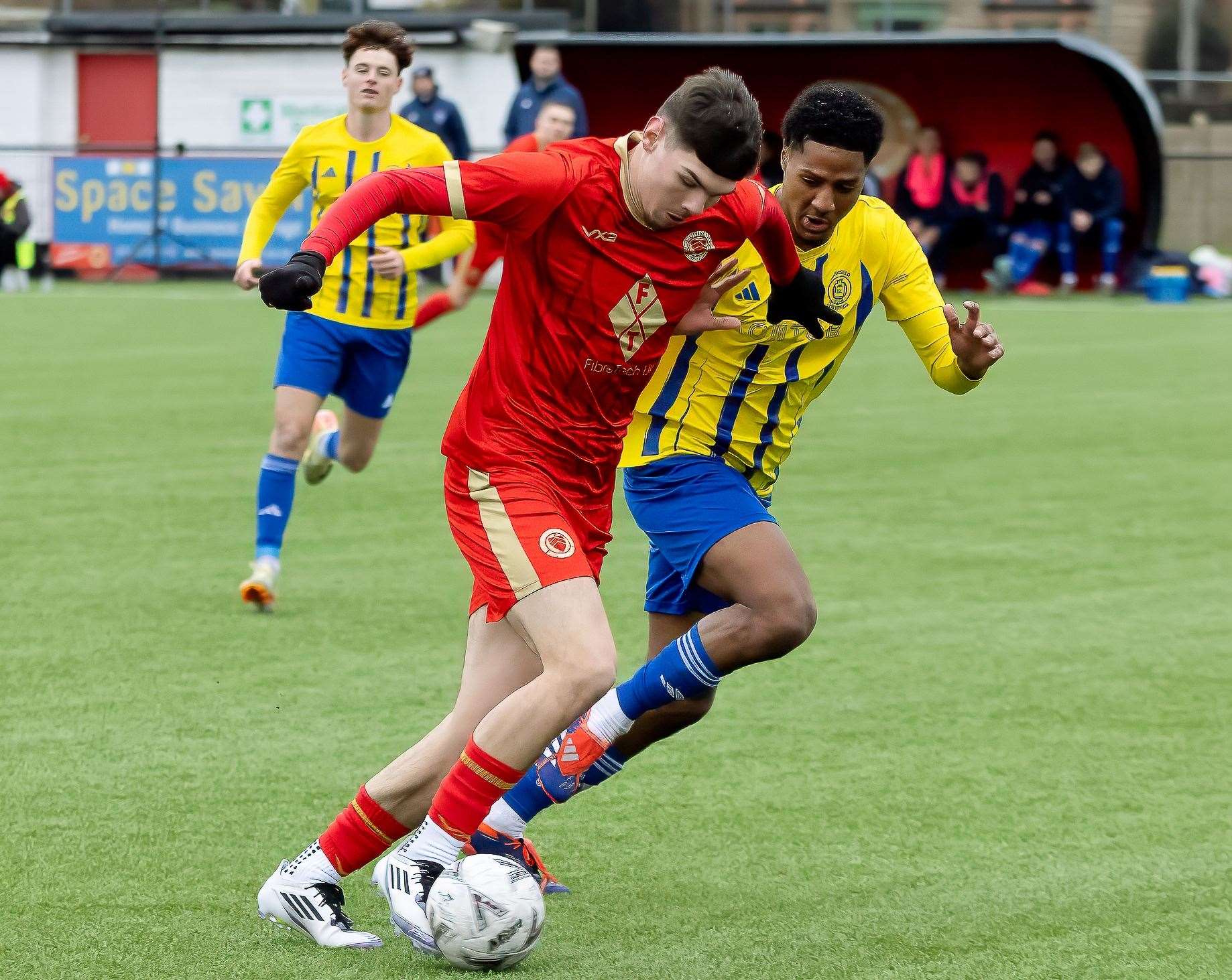 Harvey Smith, of Whitstable, takes on Stansfeld’s Ibrahim Barrie. Picture: Les Biggs