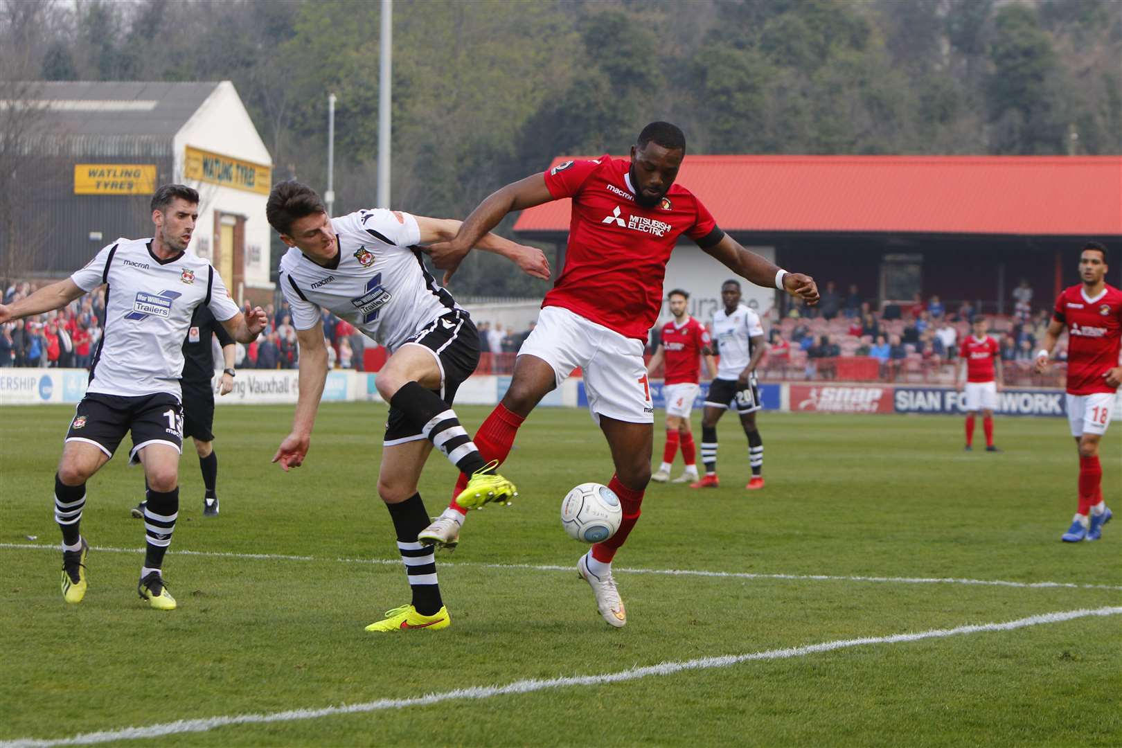 Gozie Ugwu gets the better of his man in the box Picture: Andy Jones