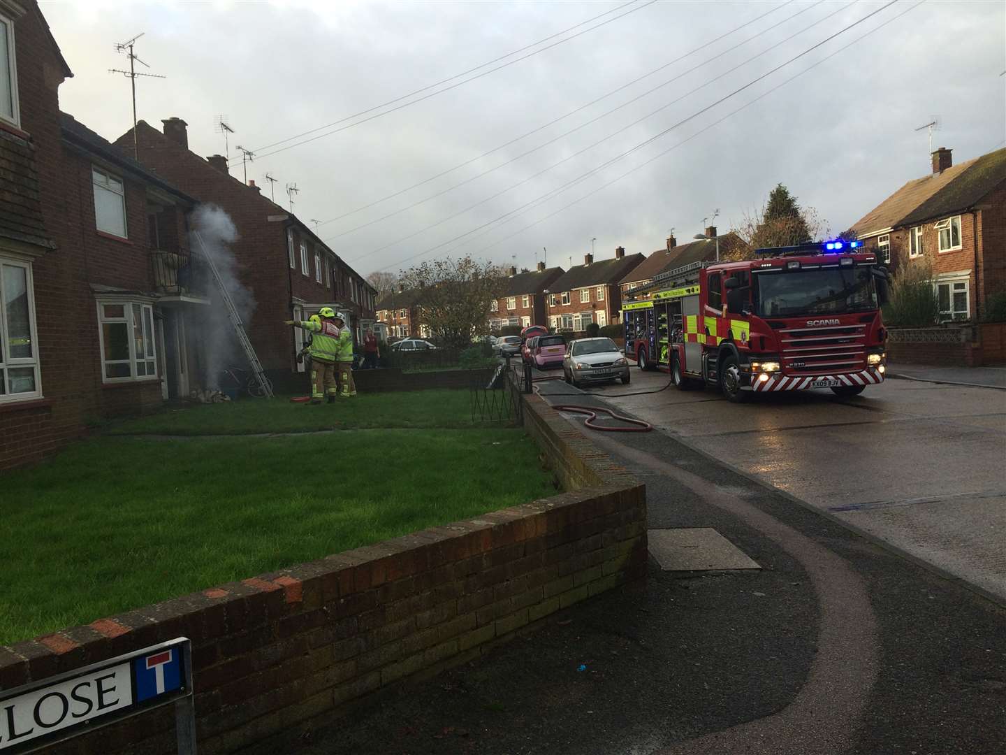 Firefighters battle the blaze in Taswell Road, Rainham