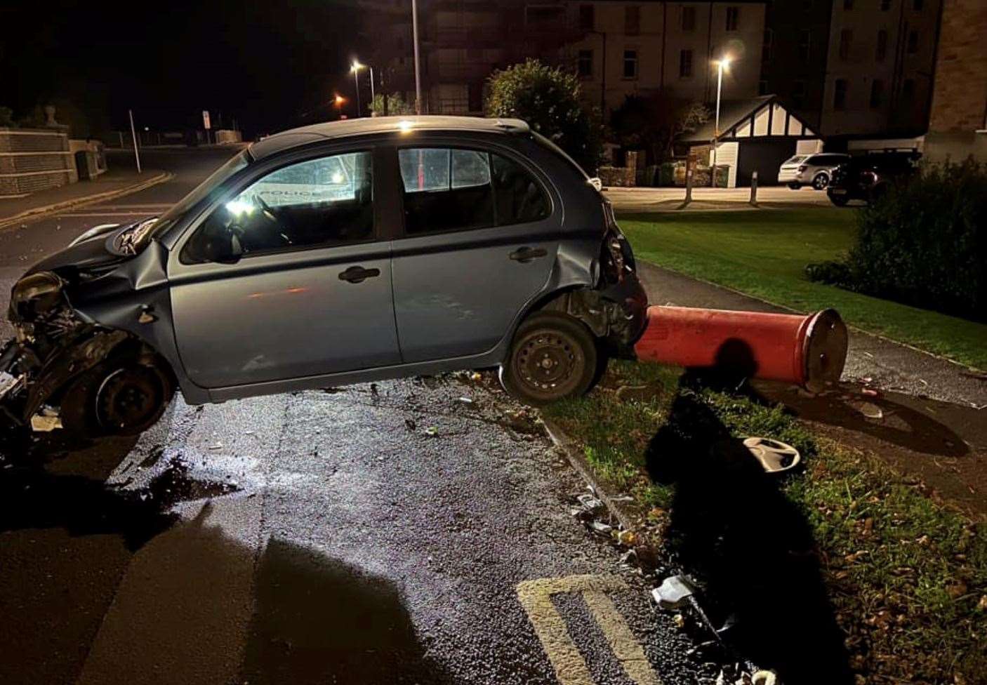 The King George VI postbox in Twiss Road was brought down following a crash