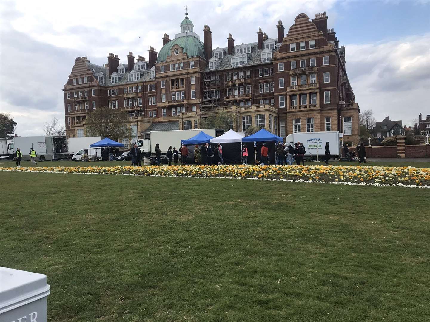 Filming near The Metropole and The Grand, along The Leas, in Folkestone. Photo: Ian Everley