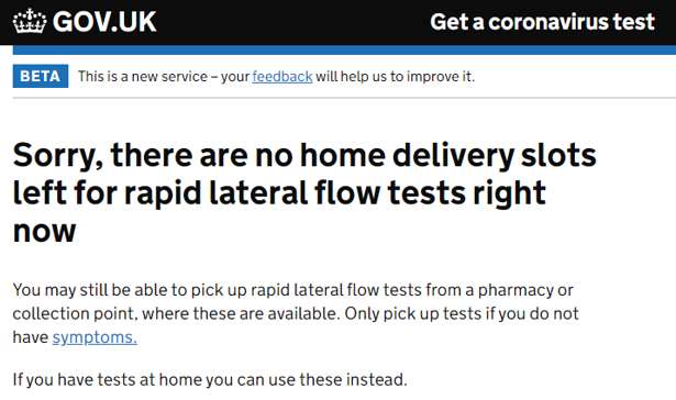 People have struggled to order lateral flow tests (PA)