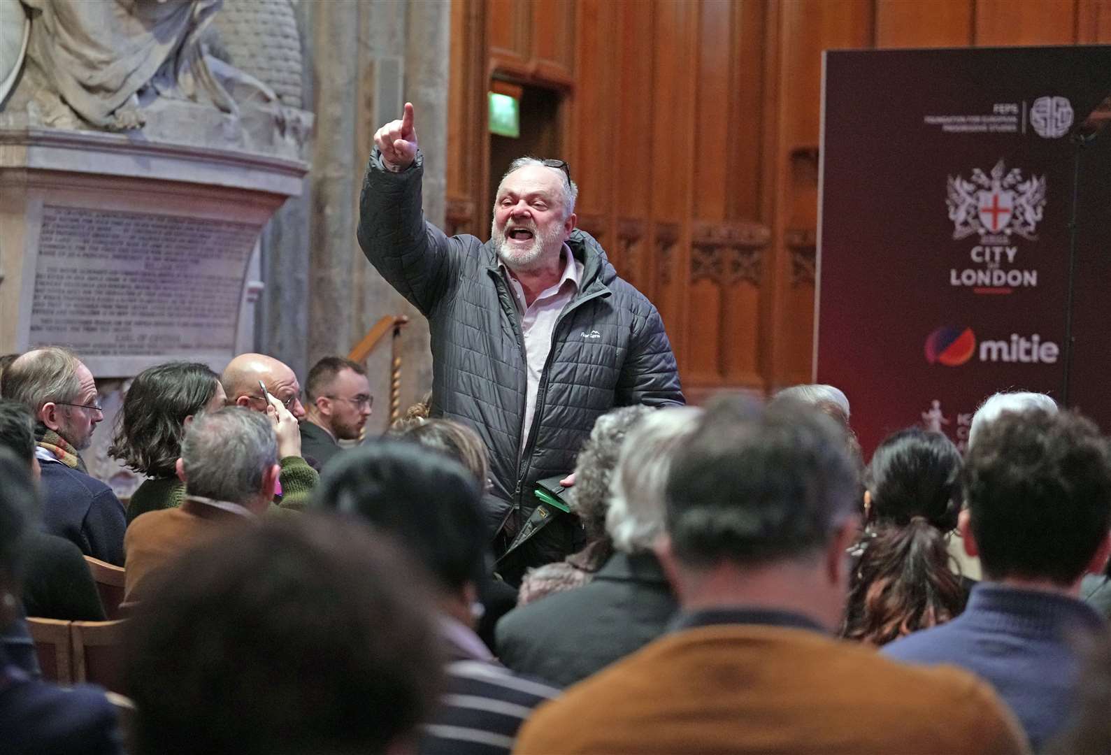 There were further interruptions from the floor of the conference (Maja Smiejkowska/PA)