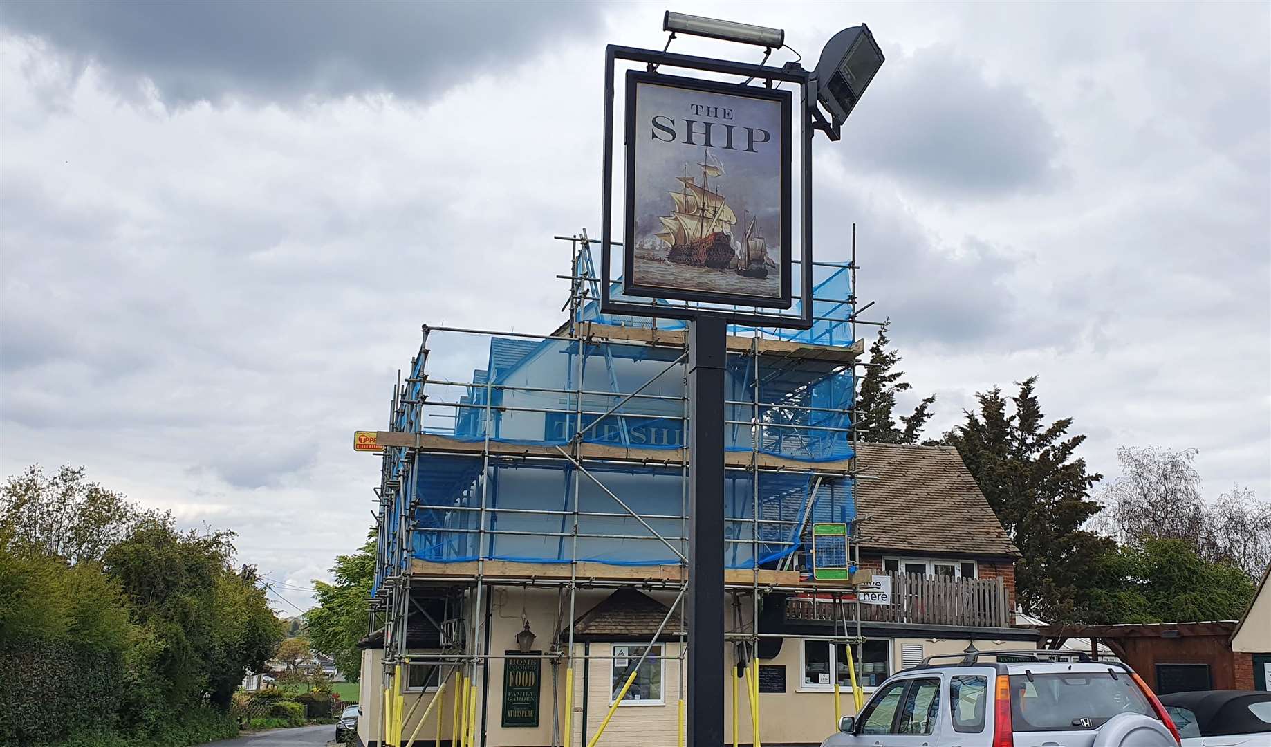 Currently covered in scaffolding for another three weeks – the landlord and landlady are looking forward to the day the renovations are finished
