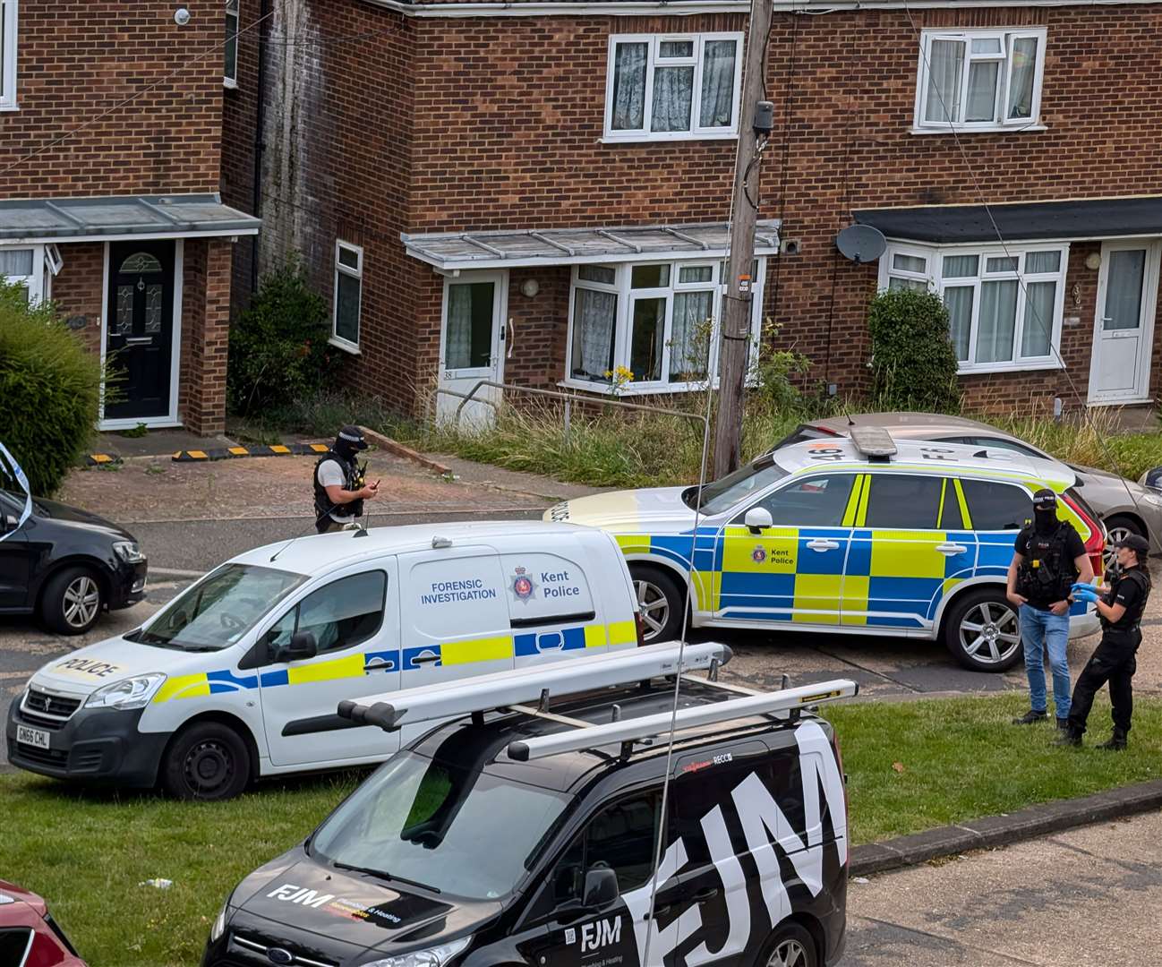 Police in Mooring Road, Rochester yesterday after a soldier was attacked in Sally Port Gardens, near Brompton Barracks