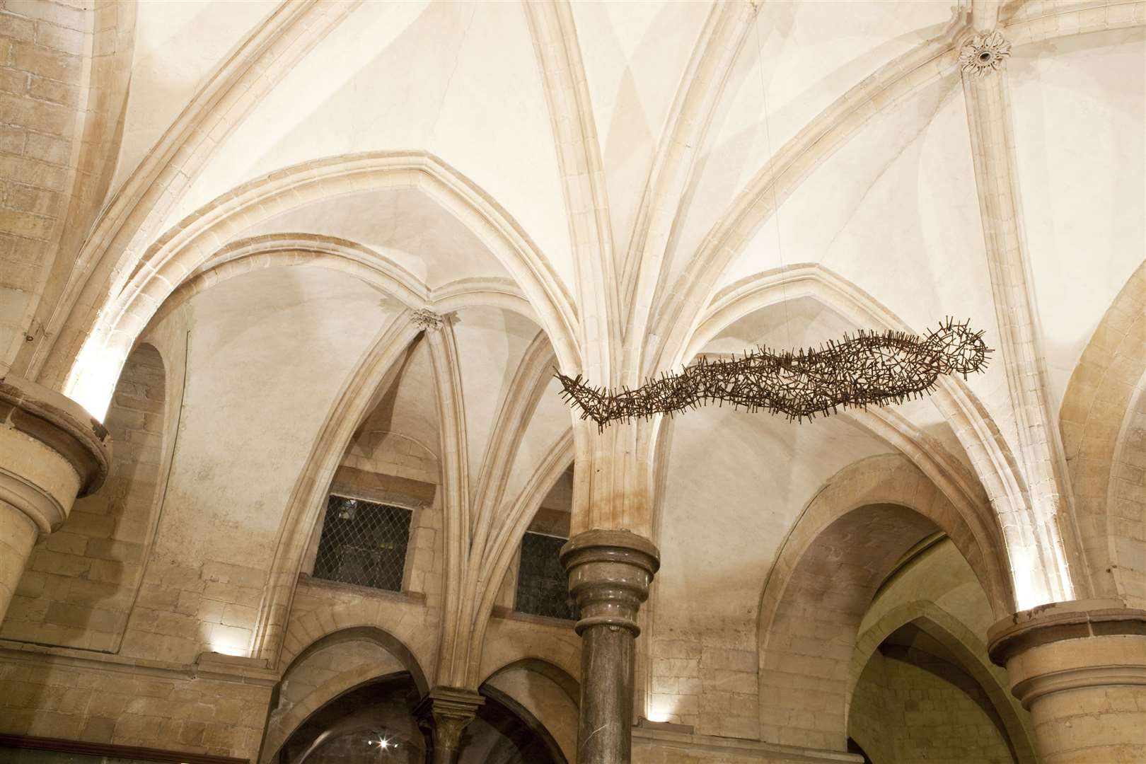 Antony Gormley's Transport figures suspended in Canterbury Cathedral