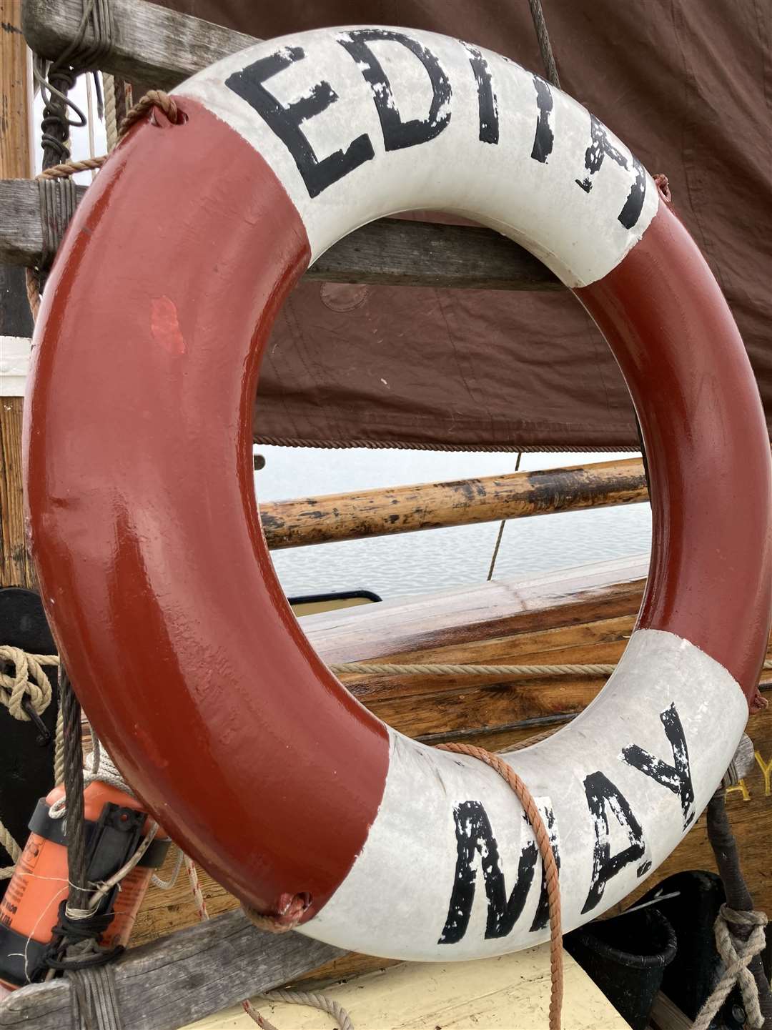 Lifebuoy on the Thames sailing barge Edith May