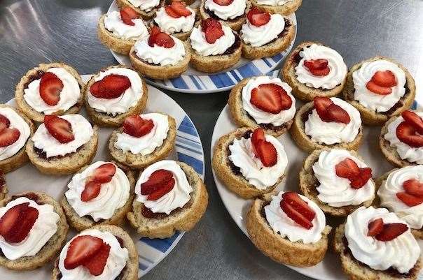 Strawberries from the garden are used on cakes. Picture: Sarah Pambour