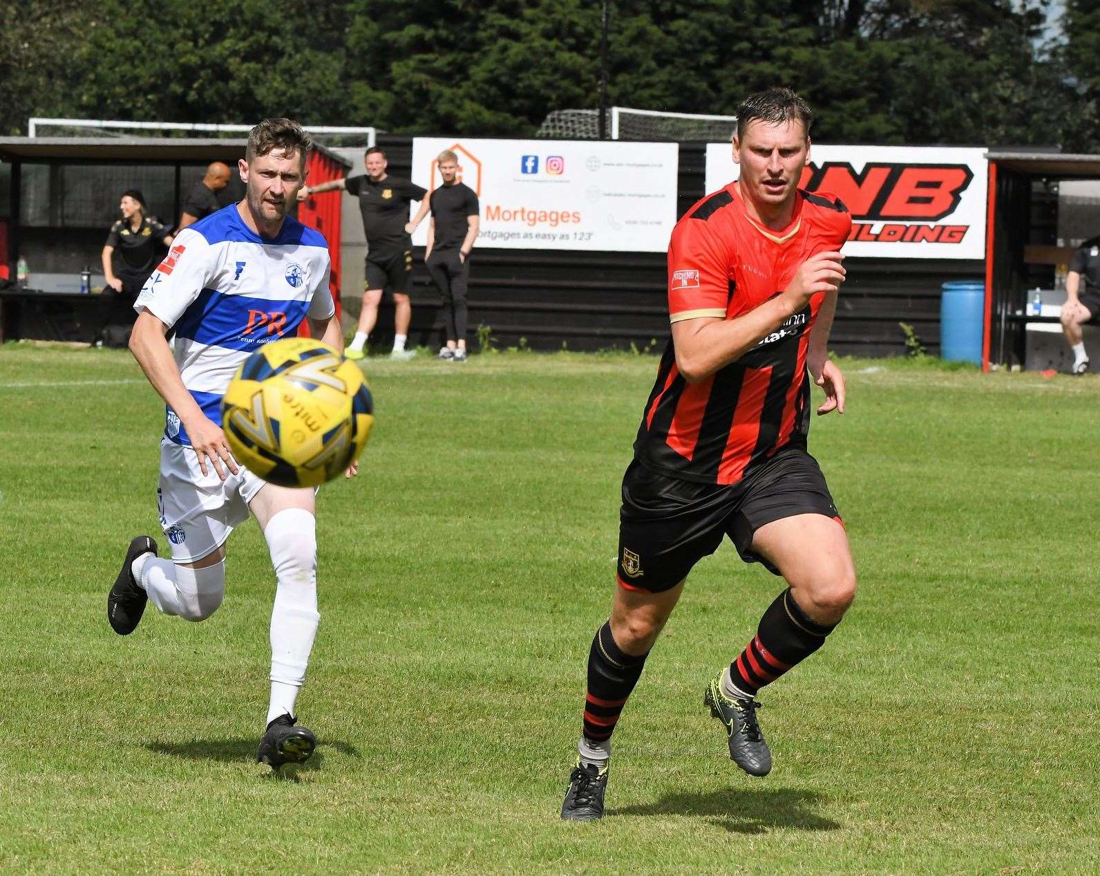 Jake Goodman, right, in action for Sittingbourne last season, has leadership qualities. Picture: Marc Richards