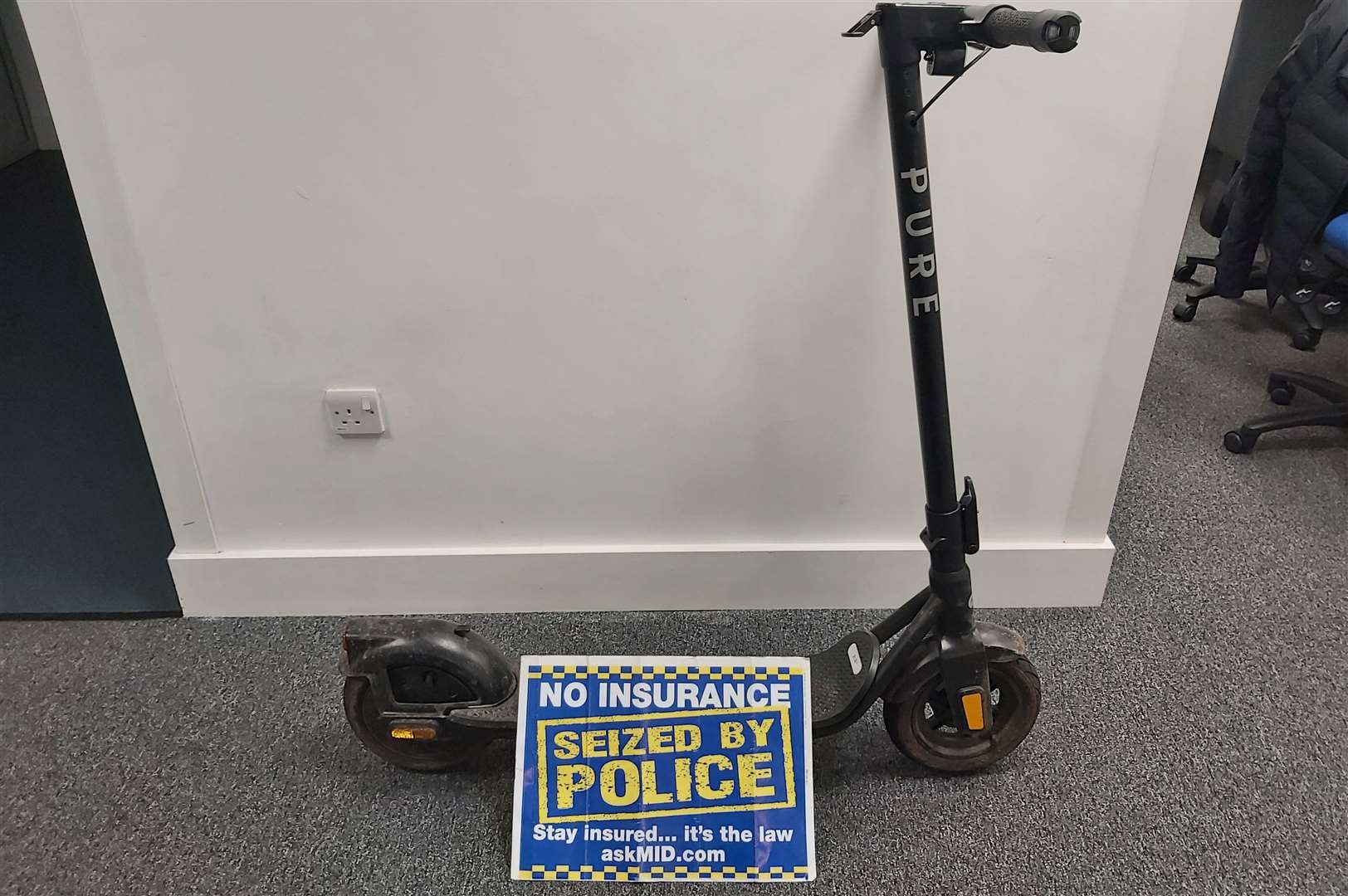 This e-scooter was taken by officers in Great Chart near Ashford. Picture: Kent Police