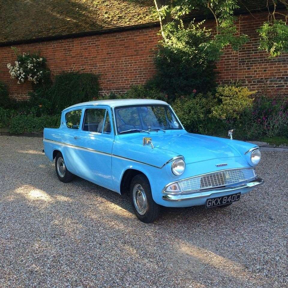 The distinct Ford Anglia, now stolen. Facebook picture, permission of Steven Wickenden