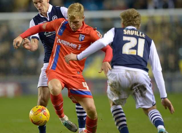 Josh Wright on the ball for Gills at Millwall on Saturday