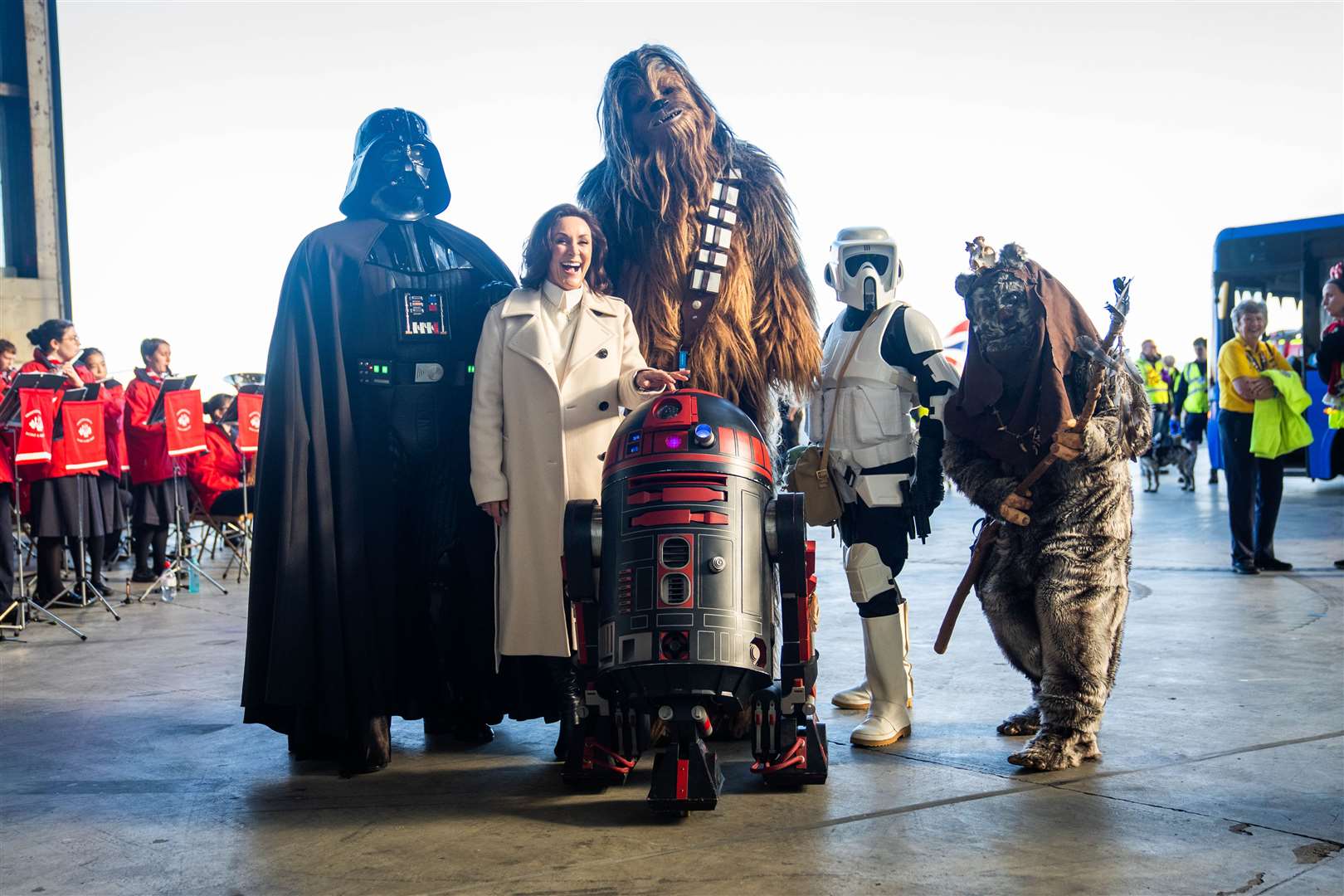 Ballas and the young patients met Star Wars characters during the hangar party (James Manning/PA)