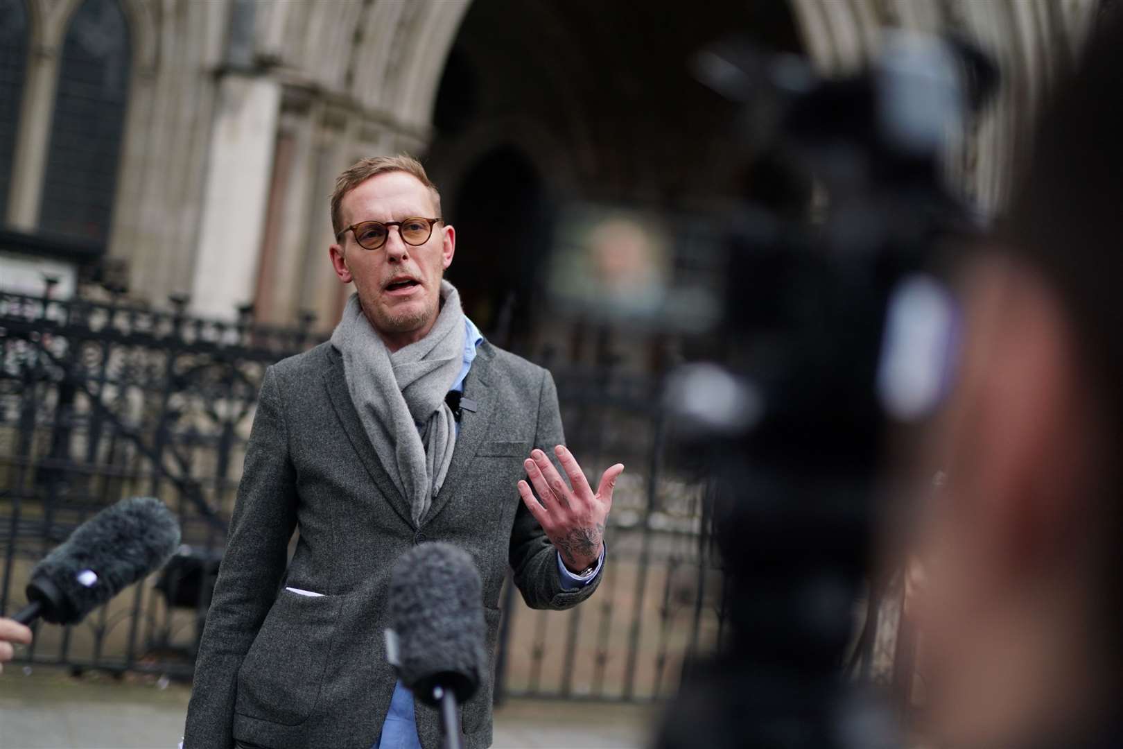 Laurence Fox made a statement outside the Royal Courts of Justice after the ruling (Jordan Pettitt/PA)