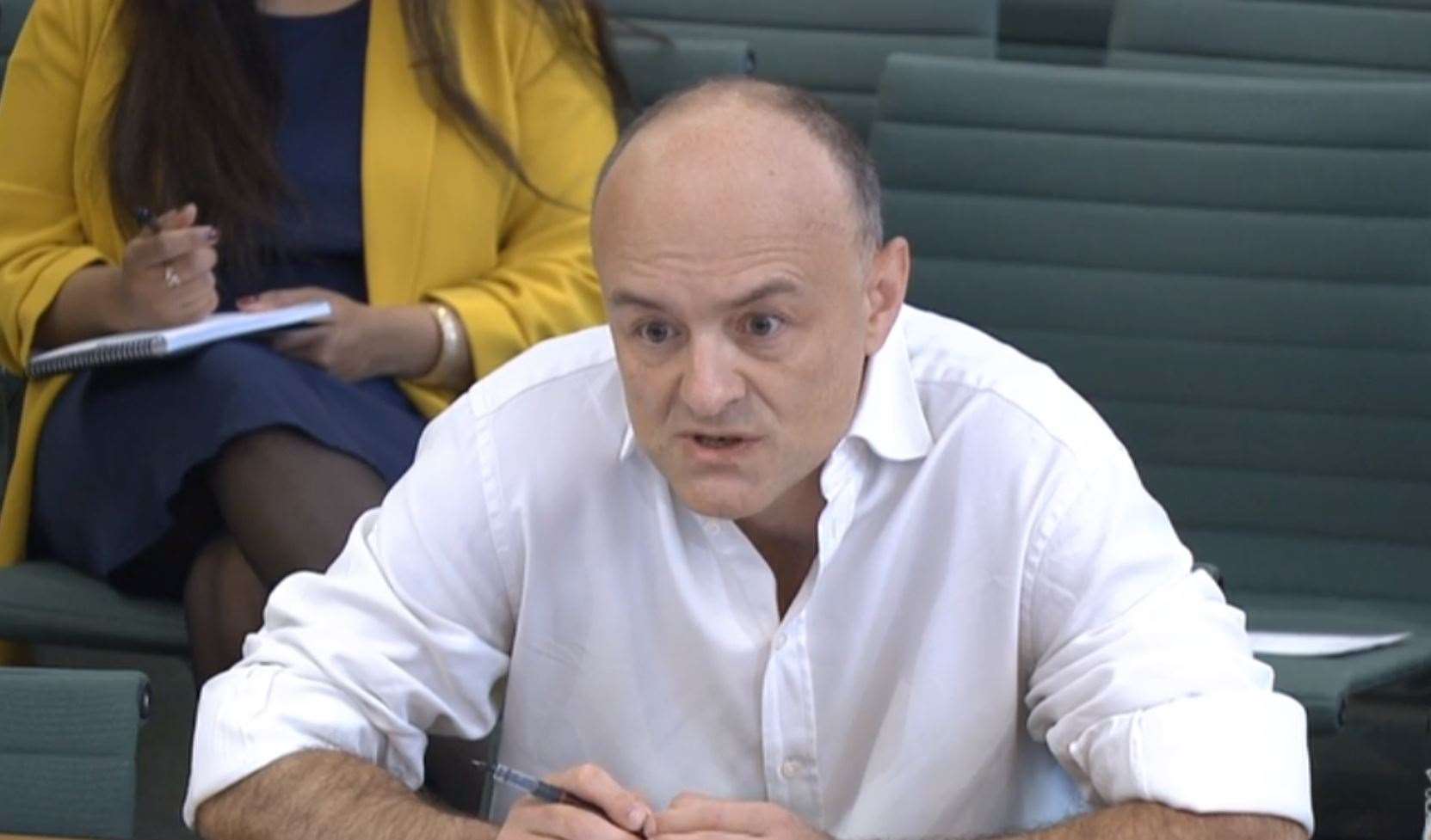 Dominic Cummings gives evidence to a joint inquiry of the Commons health and social care and science and technology committees (House of Commons/PA)