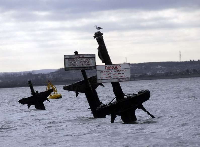 Wreck of the Richard Montgomery bomb ship off Sheppey. Picture: Barry Crayford