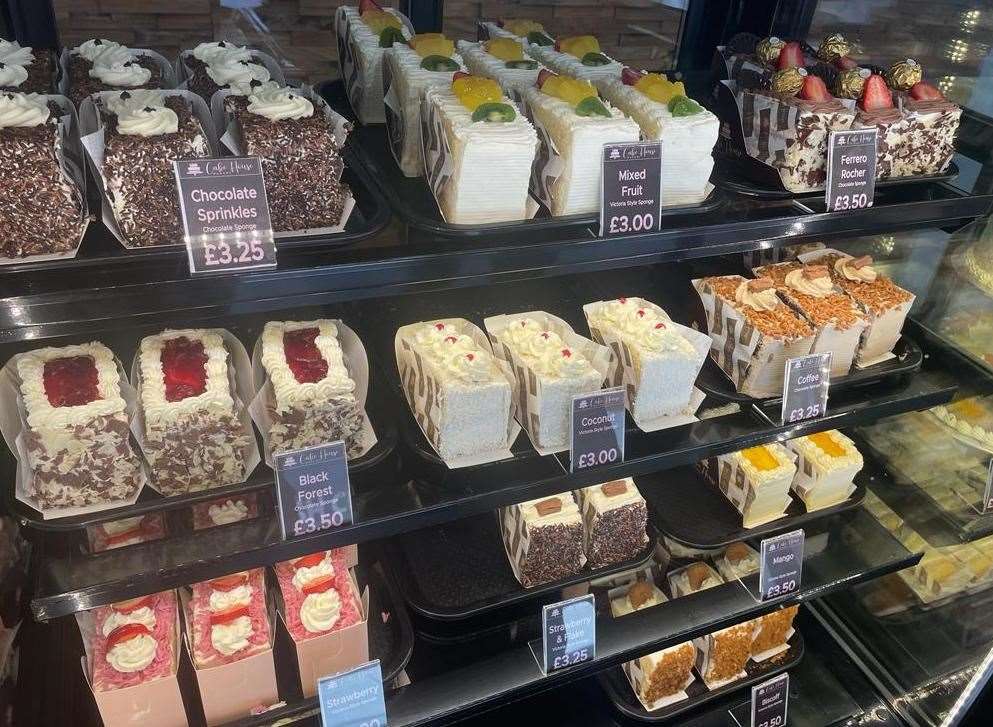 The cake shop offers an array of 100% vegetarian cakes