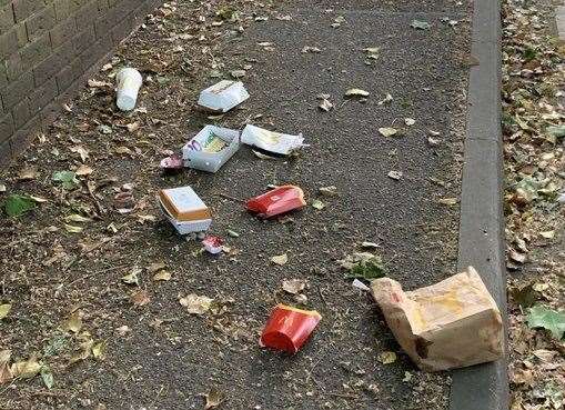 Fast food packaging which has been thrown to the roadside in Maidstone