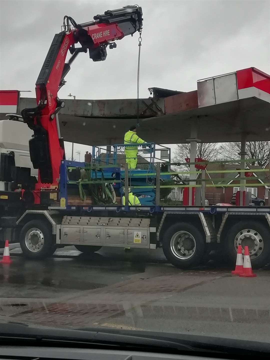 The Esso garage in Hythe Road, Ashford was badly damaged by Storm Eunice (55023645)