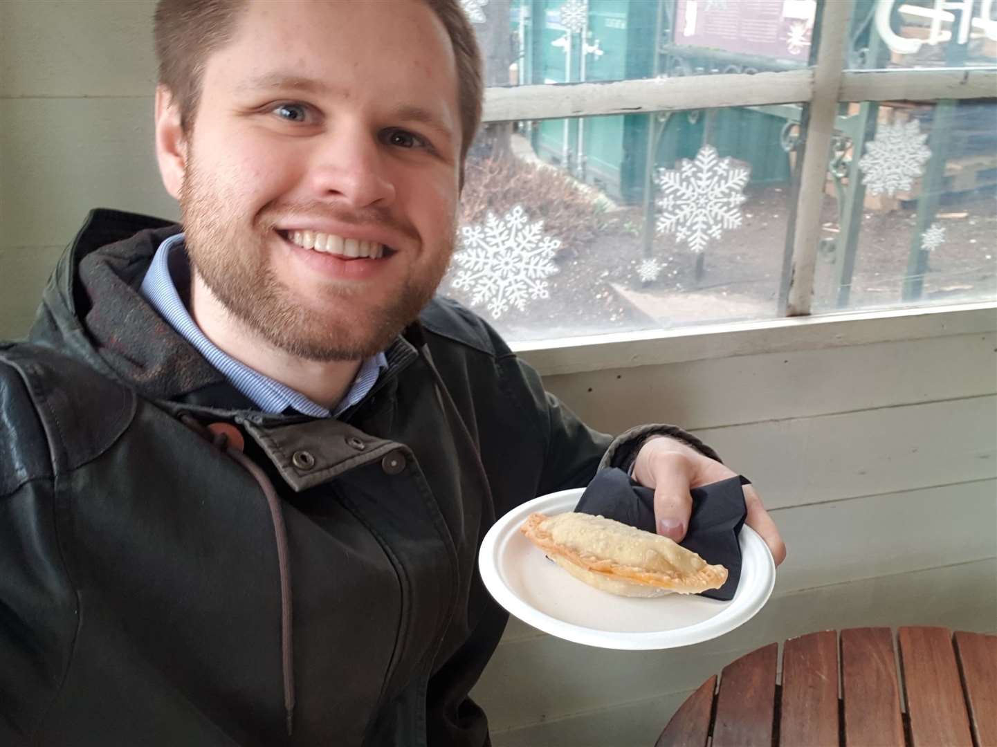 Our reporter Jack Dyson pictured with his empanada at Don Juan in Canterbury