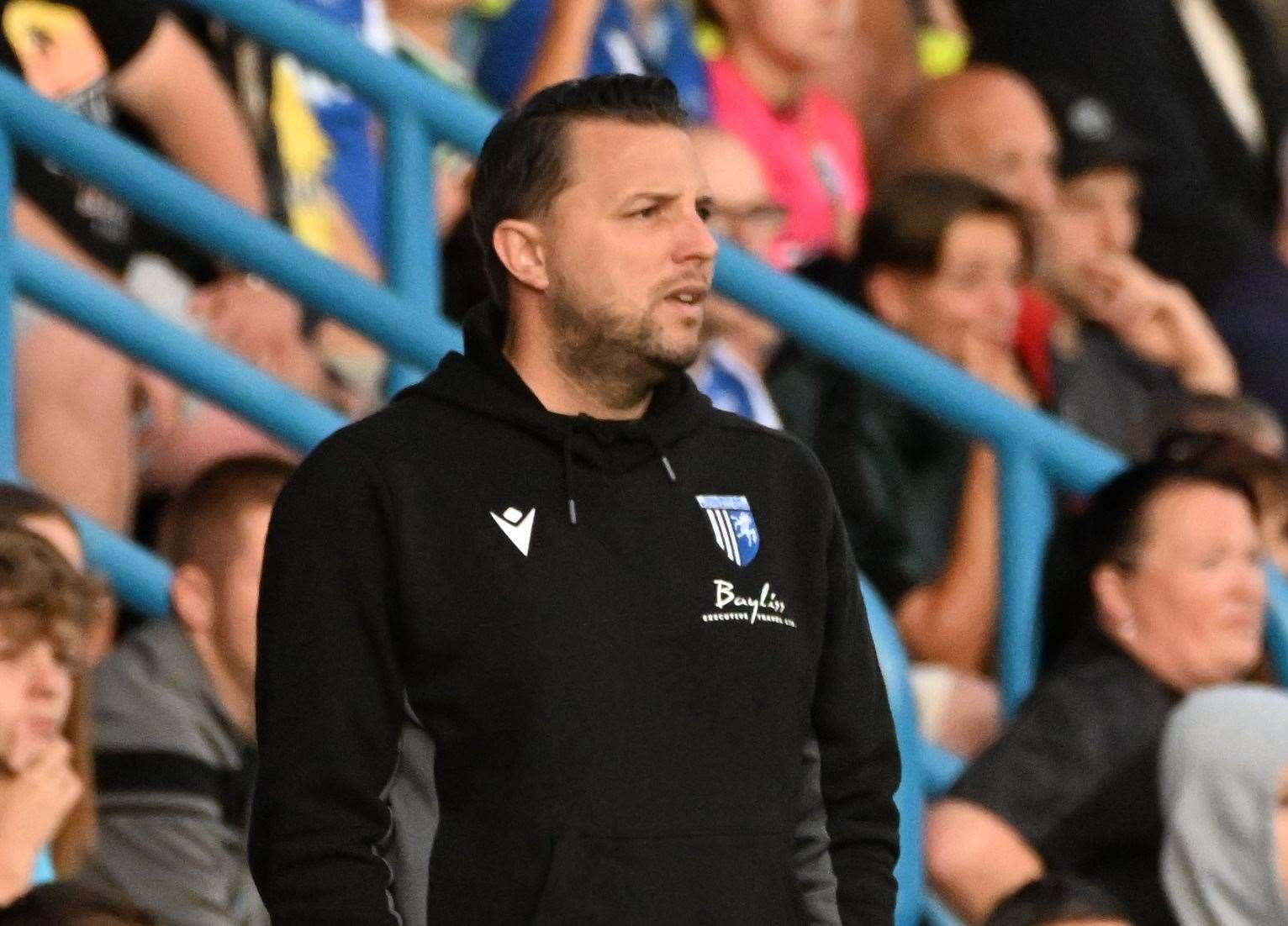 Manager Mark Bonner.Gillingham (blue) versus Peterborough United.EFL Trophy.Gillingham FC, Priestfield stadium, Gillingham.Picture: Barry Goodwin