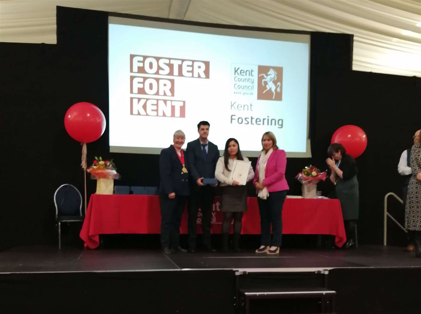 Andy and Evelyn Powell collect their award.