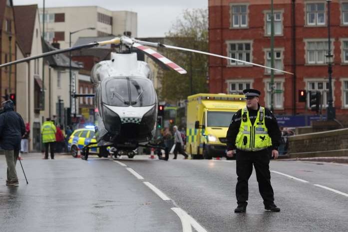 The scene in Maidstone after a man fell in the river